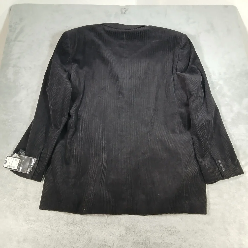 Croft & Barrow Y2K Sport Coat Mens 48L Corduroy Blazer Black Cotton NEW